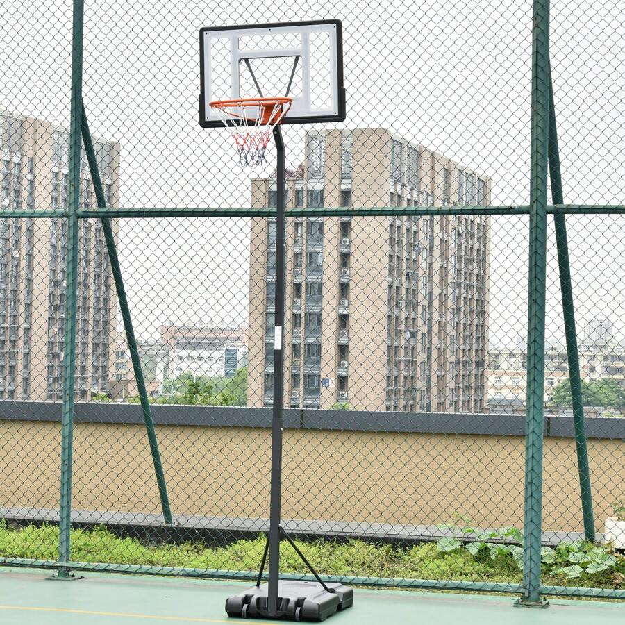 HOMCOM Canasta de Baloncesto con Soporte Móvil con Ruedas Aro de Basket Ajustable en Altura con Base Rellenable para Niños y Adultos 90x165x302-352 cm Negro - Negro - Ver 1