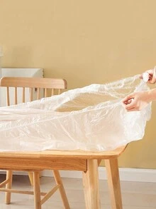 10pcs Clear Disposable Plastic Tablecloth Cover With Elastic Band For Dining, Birthday Party - Clear - View 5