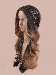 Party 1pc Women's Embroidered Sparkle Scarf, Can Be Used As Headband, Sash, Hat Accessory, Suitable For Multiple Occasions