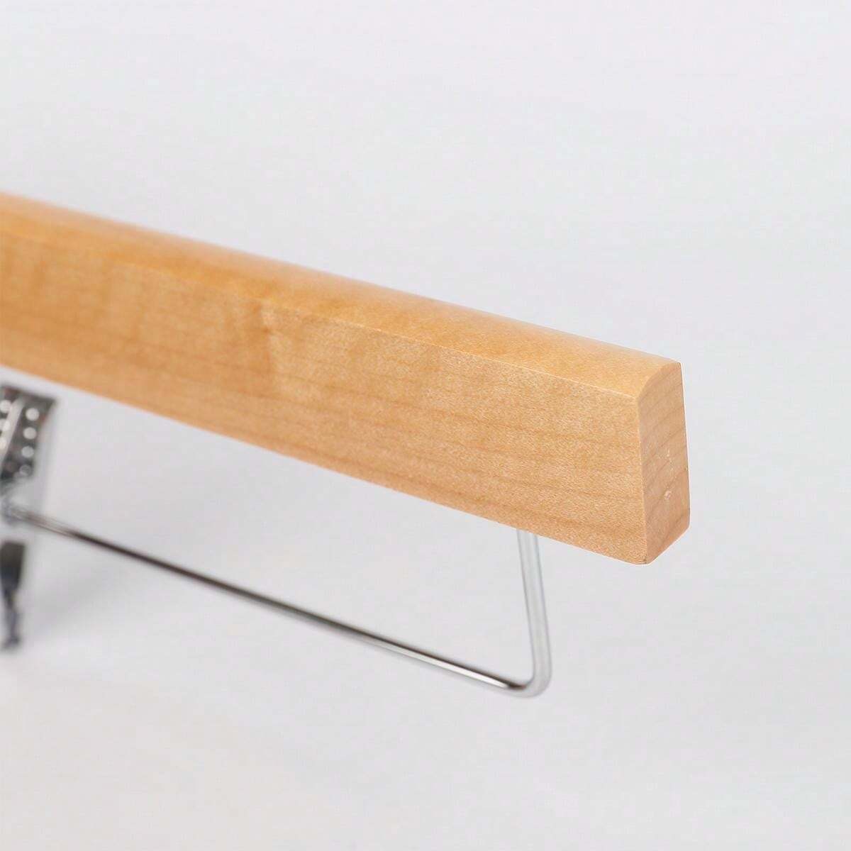 10pcs Natural Color Wooden Pants Hangers, Solid Wood Hangers, Top Tier Wood Material, Reject