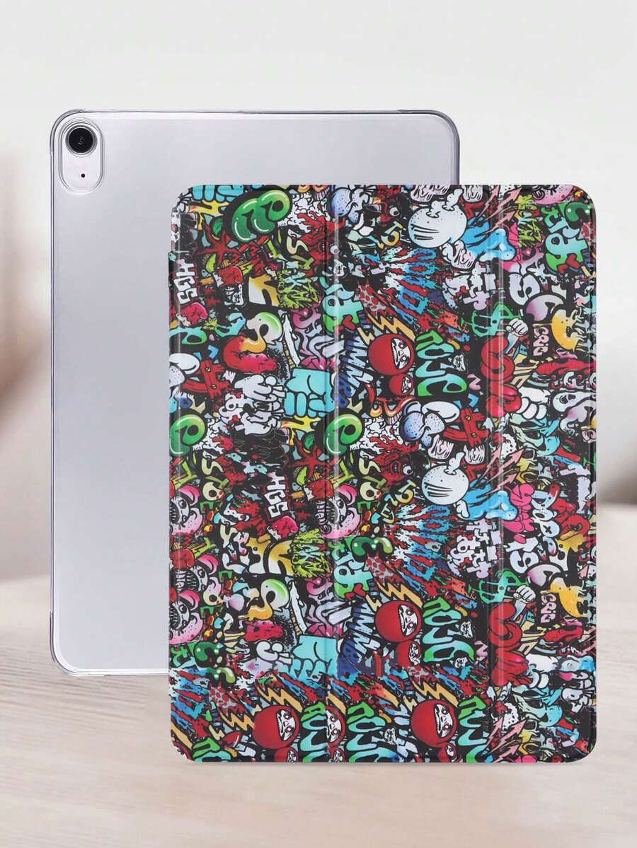 Ốp lưng máy tính bảng làm từ chất liệu Acrylic trong suốt, mờ, có họa tiết Graffiti, bền và chống trầy xước, chân đế đa góc có thể điều chỉnh, khóa từ với chức năng tự động ngủ/thức, thiết kế họa tiết Graffiti và kinh dị cá nhân, tương thích với iPad - Nhiều màu - Xem 1