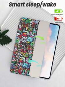 Ốp lưng máy tính bảng làm từ chất liệu Acrylic trong suốt, mờ, có họa tiết Graffiti, bền và chống trầy xước, chân đế đa góc có thể điều chỉnh, khóa từ với chức năng tự động ngủ/thức, thiết kế họa tiết Graffiti và kinh dị cá nhân, tương thích với iPad - Nhiều màu - Xem 3