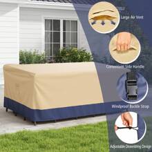 Patio 90''x50'' Dining Set Cover Rectangle Table Chair Waterproof Handle Air Vent - Beige - View 10