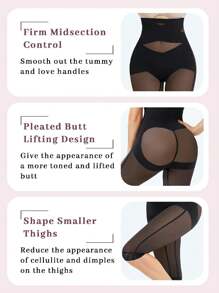 JUNLAN Body Shaper For Women Tummy Control Butt Lifting Shapewear Criss-Cross High Waist Shapewear Pants Thigh Slimmer - màu đen - Xem 2