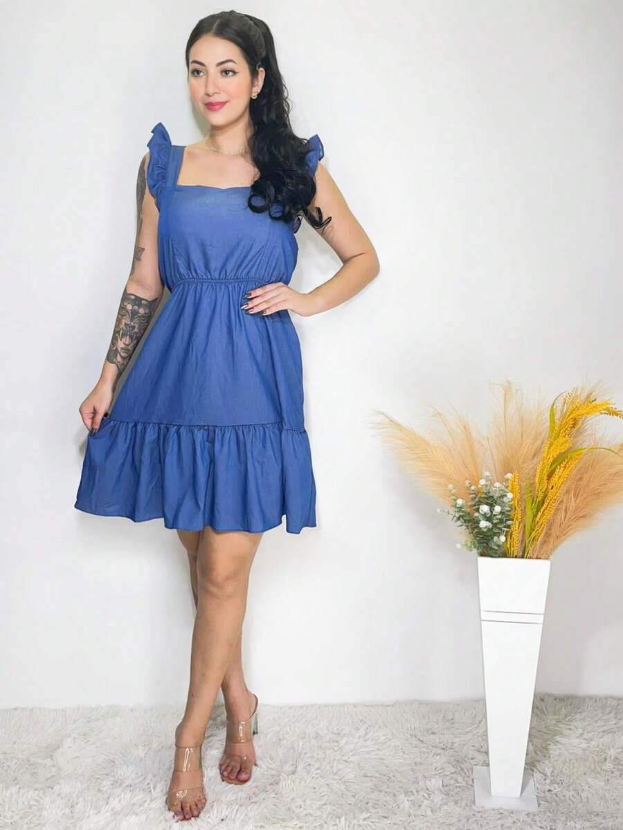 Women Dresses - 中等水洗藍 - 查看 1