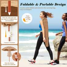 Patio 6FT Tropical Thatched Tiki Beach Umbrella Portable Outdoor Market Tilt - Natural - View 9