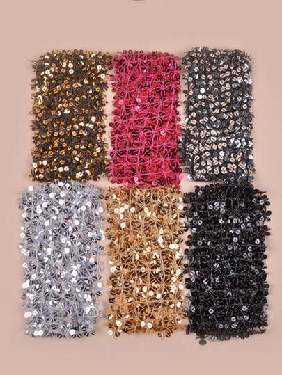 Party 1pc Women Embroidered Sparkle Scarf, Can Be Used As Headband, Sash, Hat Accessory, Suitable For Multiple Occasions