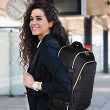 Lekesky Travel Backpack For Women Men Cabin Size,17.3 Inch Laptop Backpack Flight Approved Luggage Carry On Water Resistant For Weekender Overnight Large Daypack With 6 Storage Bags, Black - Black - View 2