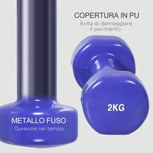 HOMCOM Manubri Pesi, Set Manubri Palestra da 10kg con Valigetta 4 Paia di Manubri Colorati (2x0.5kg, 2x1kg, 2x1.5kg, 2x2kg) - Multicolore - Visualizzare 4