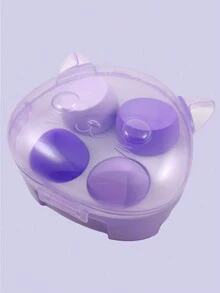 Set Of 4 Makeup Sponges, Includes Cat-Shaped Case, 4 Colors Available. - Purple - View 3