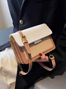 迷你时尚拼色小方形斜挎包 - 白色 - 查看 8