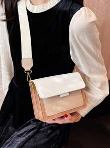 迷你时尚拼色小方形斜挎包 - 白色 - 查看 3