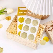 5 miếng/gói miếng dán giấy bạc cổ điển dùng để làm sổ lưu niệm, miếng dán văn phòng phẩm trang trí cho nhật ký, sổ kế hoạch, thiệp, quà tặng (8 mẫu thiết kế khác nhau) - Vàng - Xem 3