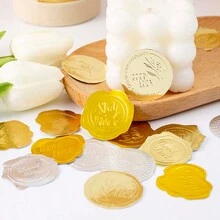 5 miếng/gói miếng dán giấy bạc cổ điển dùng để làm sổ lưu niệm, miếng dán văn phòng phẩm trang trí cho nhật ký, sổ kế hoạch, thiệp, quà tặng (8 mẫu thiết kế khác nhau) - Vàng - Xem 6