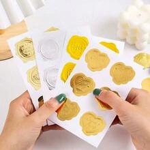 5 miếng/gói miếng dán giấy bạc cổ điển dùng để làm sổ lưu niệm, miếng dán văn phòng phẩm trang trí cho nhật ký, sổ kế hoạch, thiệp, quà tặng (8 mẫu thiết kế khác nhau) - Vàng - Xem 5