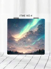 1入摺疊式,輕量級,超薄型妝台鏡,經典星系和海洋設計,適用於所有場合,適用於所有年齡層 - 彩色 - 查看 9