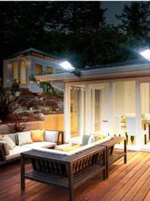 Kit2 Luminária Led Solar Poste Rua Parede Sensor 180 Led Controle - Preto - Visão 4