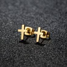 1 Pair New Stainless Steel Geometric  Stud Earrings For Women Everyday Tiny Moon Star Earrings Birthday Gift Jewelry