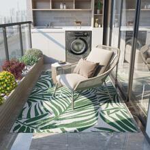 Outsunny Tapis d'extérieur réversible motif feuilles vertes tropical - polypropylène haute densité 310 g/m² - dim. 152L x 243l cm vert