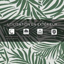 Outsunny Tapis d'extérieur réversible motif feuilles vertes tropical - polypropylène haute densité 310 g/m² - dim. 152L x 243l cm vert