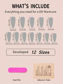 24pcs Press-On Nails With Long Pointy Shape, Silver Stripe Decor, Suitable For Parties. Including 1pc Nail File And 1pc Jelly Glue. Nail Supplies