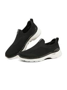 Skechers 女士运动步行鞋一脚蹬柔软轻便跑步鞋 124530-BKW - 黑與白 - 查看 3