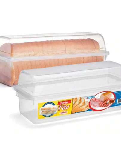 Porta Pão Biscoito Armazena E Conserva Plástico Com Tampa