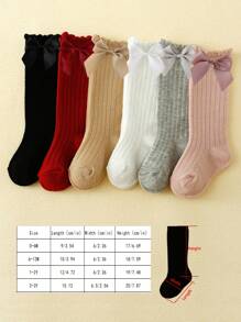 6 Pairs Baby Girls' Bubble Mouth & Lace & Bowknots Decor High Tube Socks