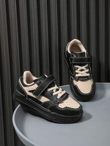 1 đôi Trẻ em Giải trí Giày Chạy bộ , Giúp đỡ thấp Thoáng khí Da Giày thể thao Đối với Trong nhà & Các hoạt động ngoài trời , Dễ mặc Giày lười Thiết kế , Chống trượt , Thoải mái , Hợp thời Phong cách Đối với Con trai & Cô gái - màu đen - Xem 1