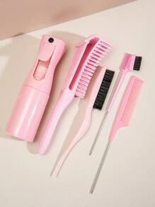 WANMEI 5件套美发造型刷套装，包含：定型刷、蓬松刷、造型尾梳、丰盈马尾刷、眉刷、化妆刷、睫毛梳、睫毛分离器、睫毛嫁接工具、女士美容工具、化妆刷、三合一定型刷（塑料材质），适用于浓密卷发或打结的接发，梳子、发刷、定型刷、解结刷、球形刷、迷你刷、刷具套装 - 彩色 - 查看 6