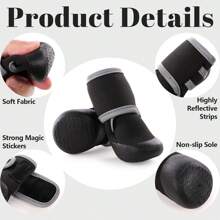 Dog Shoes, Dog Shoes For Injured Paws, Dog Boots Paw Protector, Adjustable Non-Slip Dog Shoes With Reflective Strip, Suitable For Small Medium And Large Dogs, 4 Pieces - Black - View 3