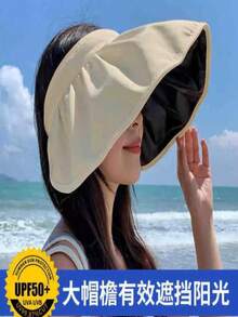 1 PIEZA SOMBRERO DE VERANO PARA MUJER PLEGABLE PARA VIAJE BUENO - Beis - Ver 5