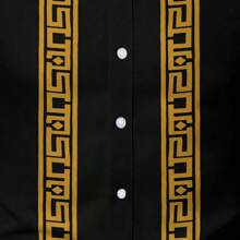 Ropa masculina camisa casual de manga larga masculina, blusa de manga larga abrochada - Dorado - Ver 5