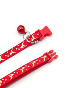 1 Pièce Collier D'étoiles, De Lune, De Chat Et De Chien Avec Boucle Et Bande Réfléchissante