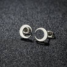 1 Pair New Stainless Steel Geometric  Stud Earrings For Women Everyday Tiny Moon Star Earrings Birthday Gift Jewelry