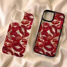 Funda para teléfono de acrílico con labios rojos, compatible con Apple 12 Mini/13 Mini/14/15 Plus/7P/11 Pro, adecuado para parejas