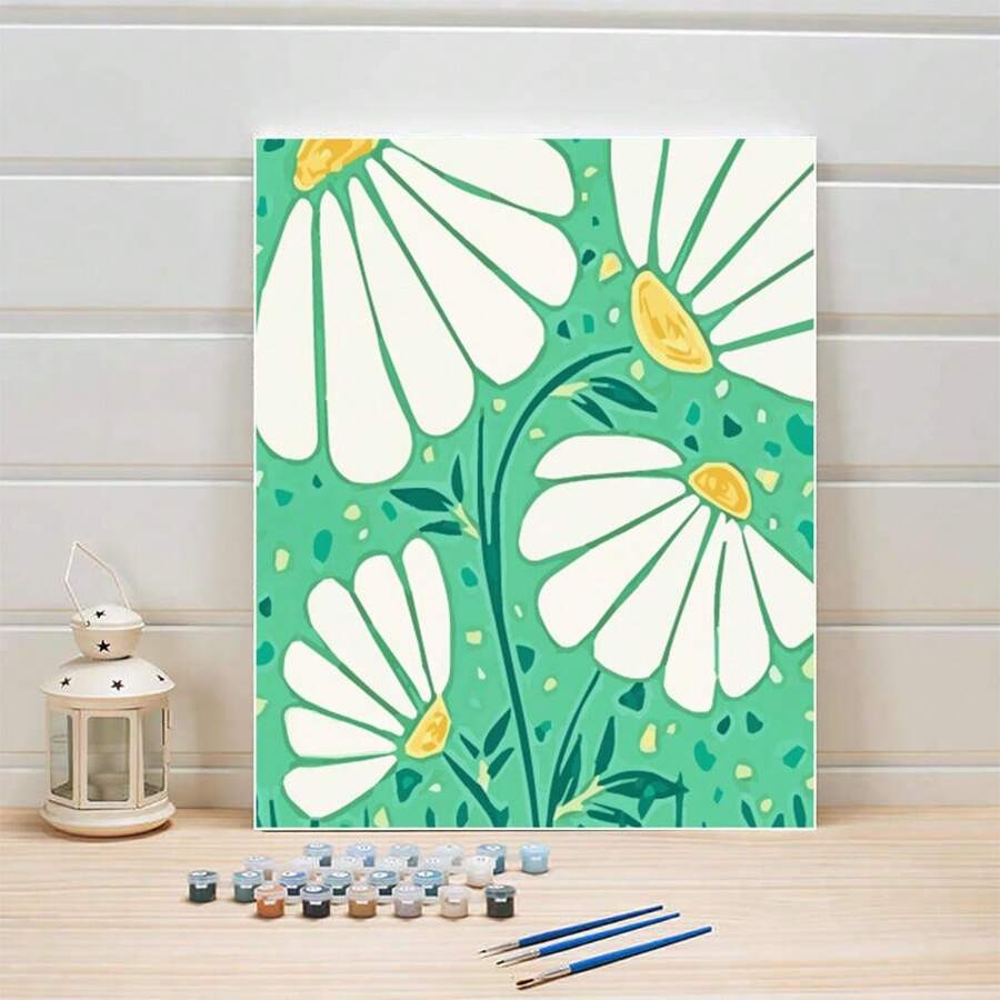 1 Miếng Khung trang trí Sơn Con số Hoa Daisy Vẽ tranh sơn dầu Hoạt hình Nhuộm màu Số Trang trí tường - Nhiều màu - Xem 1