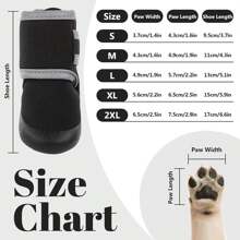 Dog Shoes, Dog Shoes For Injured Paws, Dog Boots Paw Protector, Adjustable Non-Slip Dog Shoes With Reflective Strip, Suitable For Small Medium And Large Dogs, 4 Pieces - Black - View 2