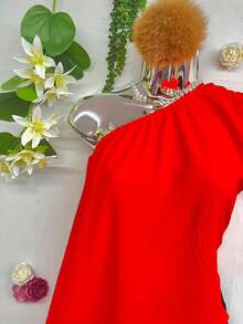 Women Tops - 橘色 - 查看 3