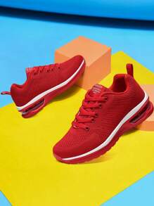 Men's Fashion Breathable Sports Fly Knitting Casual Shoes - Đỏ - Xem 4