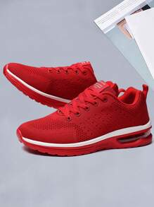 Men's Fashion Breathable Sports Fly Knitting Casual Shoes - Đỏ - Xem 6