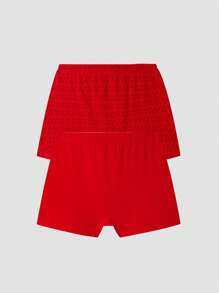 Annil Kids Boxer Briefs Skin-Friendly Comfort Tween Boys Underwear 2 Packs Red - Red - View 2