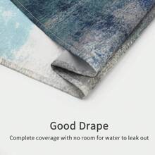 Cortina De Ducha Azul Turquesa Para Decoración De Baño Moderno Abstracto, Cortina De Ducha De Tela Verde Turquesa, Estilo Grunge Vintage De País Y Diseño De Graffiti De Pincel, 71 X 71 - Turquesa - Ver 7