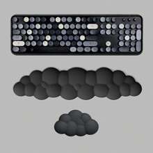 Mouse Pad,Silicone Cloud Design Computer Keyboard Rest,Keyboard Wrist Rest For Home, Office And Computer Gaming - Black - View 2