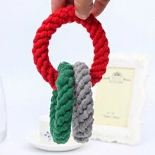 1pc/2pcs Rope Dog Chew Toys, Multi-Linked Circular Pet Toys, Random Color