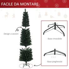 HOMCOM Albero di Natale Artificiale Alto 180cm con Base Pieghevole, 380 Rami, in PVC e Metallo, Verde