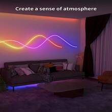 1pc  RGB+IC Govee Neon Rope Light,  Dream Color Dynamic LED Rope Lights  Led Light Strips For Bedroom Music Sync Flexible Cuttable DIY Design, Mobile APP Control, Neon Lights For Indoor Gaming Room Bedroom Festival Decor(Excluding Remote Control) - Multicolor - View 3