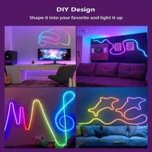 1pc  RGB+IC Govee Neon Rope Light,  Dream Color Dynamic LED Rope Lights  Led Light Strips For Bedroom Music Sync Flexible Cuttable DIY Design, Mobile APP Control, Neon Lights For Indoor Gaming Room Bedroom Festival Decor(Excluding Remote Control) - Multicolor - View 4