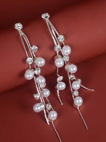 1pair Fashionable Rose Flower Shaped Earrings For Women, Versatile Accessory For Holidays - Red - View 3