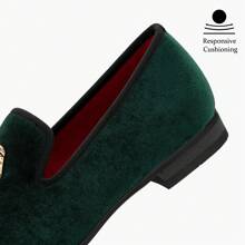 Men's Rhinestone Sparkling Suede Dress Shoes Loafer Classic Designer Moccasins - Green - View 6